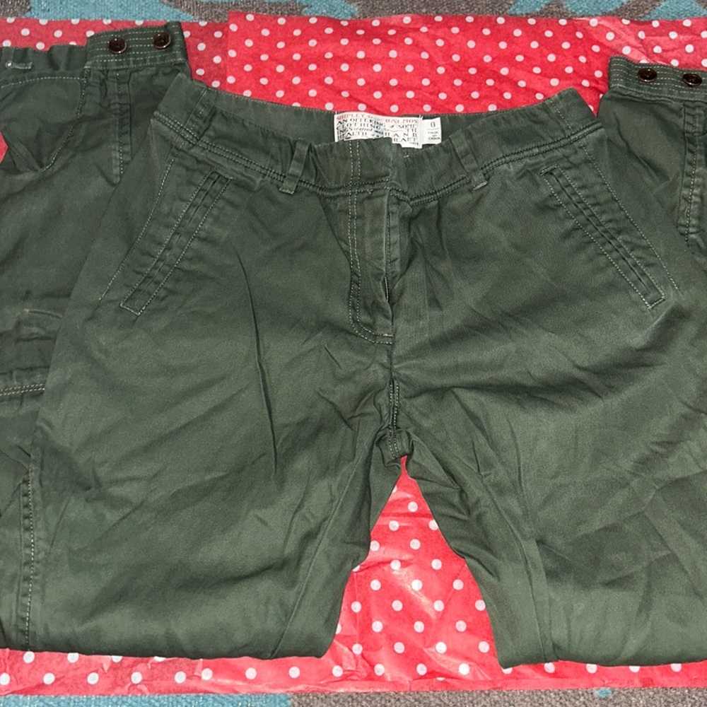 Shipley and Halmos size 0 olive colored pant with ankle cuffs
